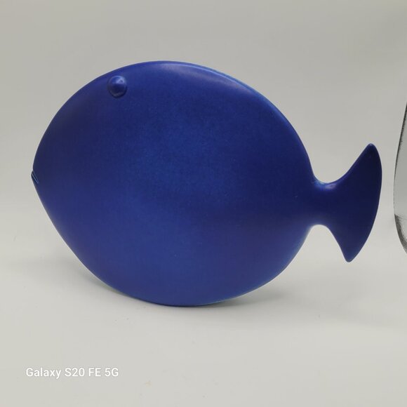 Contempory Ceramic Cobalt Blue Fish Statue - Picture 7 of 8